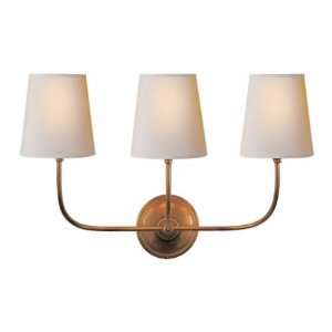 Vendome Triple Sconce in Hand Rubbed Antique Brass with Natural Paper 