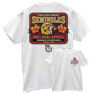 Florida State Seminoles 2004 Orange Bowl Real APEEL White T shirt
