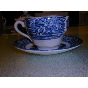  Staffordshire Liberty Blue Saucer and Coffee Cup 