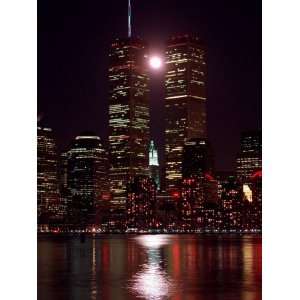  A Full Moon Rises Between New Yorks Twin Towers for the 