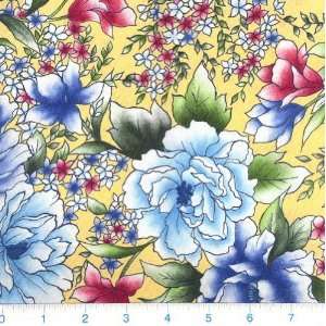  45 Wide Floral Fantasia Large Floral Yellow & Blue 