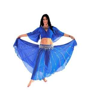  Belly Dancer Costume Set  Chiffon Skirt Top & Coin Belt 