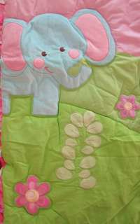 ANIMAL FRIENDS Baby Girl Pink Cot Quilt + Appliques ***BRAND NEW 