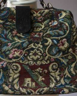 vintage 80s Navy FLORAL TAPESTRY Made in Italy SHOULDER BAG Purse 