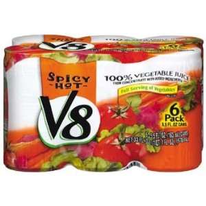 V8 100% Vegetable Juice Spicy Hot 6 pk   5.5 oz  Grocery 