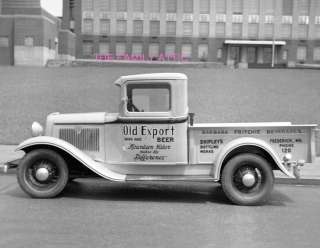 OLD EXPORT BEER TRUCK FORD V8 PICKUP PHOTO FREDERICK MD 1937 FRITCHIE 