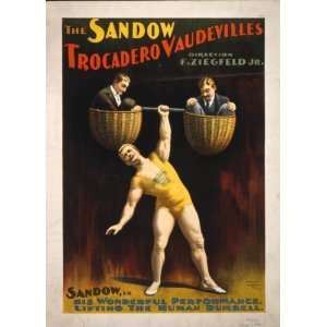    c1894 poster The Sandow Trocadero Vaudevilles