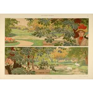   Nouveau Landscape Frieze Designs   Original Lithograph