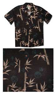 Paradise Found Aloha Shirt LUCKY BAMBOO   BLACK   2X  