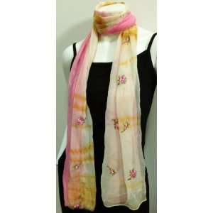 Fashionable Multi Toned Tie and Dye Pattern Hand Dyed Chiffon Scarf 