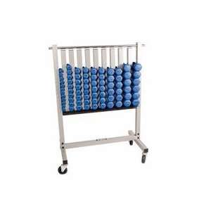  Dumbbell Rack with Casters and Neoprene Dumbbells (Silver 