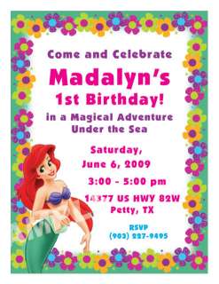 10 Ariel Little Mermaid Personalized Invitations #3  