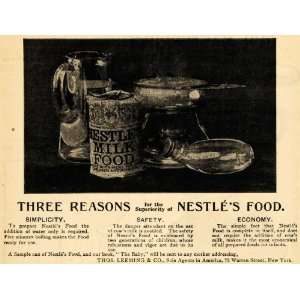  1895 Ad Thos Leeming Company 3 Reasons Nestle Milk Food 