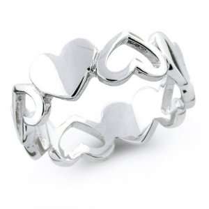    Bling Jewelry Sterling Silver Open/Solid Heart Band Ring 9 Jewelry