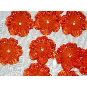  Vintage Lucite Sheer Orange Primrose Flower Beads Arts 