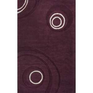  Contemporary Area Rug Half Circle 5 x 8 Carpet Wool Plum 