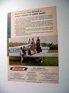 Waco Aircraft VELA Airplane 1968 2 page print Ad  