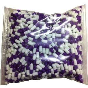  1000 gelatin gel capsules size 00 White/Purple ~ Kosher 