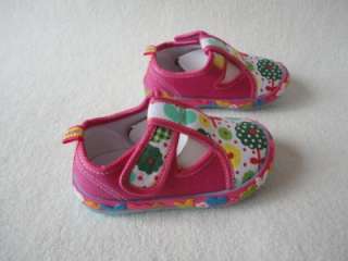 New Edgie Veggies Toddler Girls Mary Jane Shoes Pink Floral Canvas 