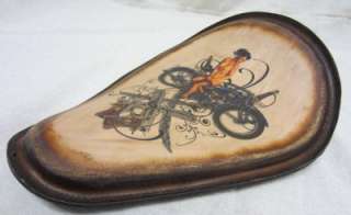 Brown Distressed Tattoo Spring Solo Seat Harley Chopper Sportster 