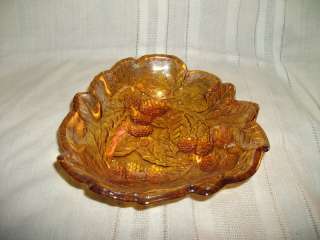 Amber carnival glass berry bowl  