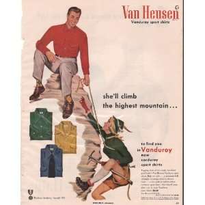  1952 Advertisement Van Heusen Vanduroy Sport Shirts 