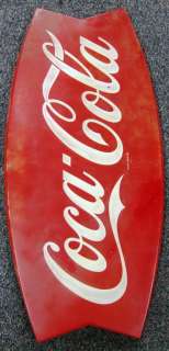 old 42 COCA COLA Fish Tail Coke metal Sign A M 34 patina VINTAGE 