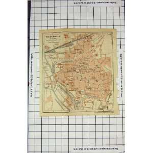  Antique Map Germany Street Plan Hildesheim Krankenhaus 