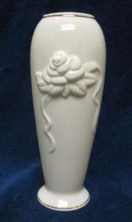 Lenox Porcelain Rose Blossom Bud Vase 24K Gold Trim  