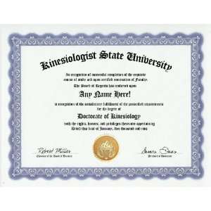  Kinesiologist Kinesiology Degree Custom Gag Diploma 