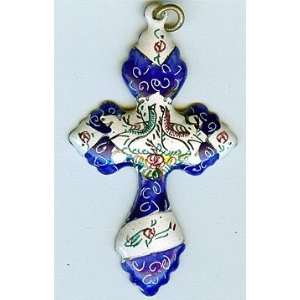  1458 Persian Hand Painted Armenian Christian Cross Mina 