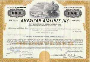 AMERICAN AIRLINES bond certificate   tough find  