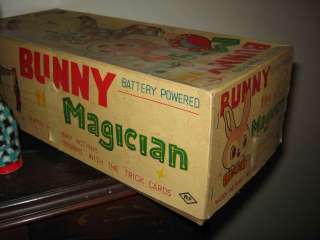   BUNNY MAGICIAN Tin Battery Operated Toy Rabbit w/OB AMICO NR  