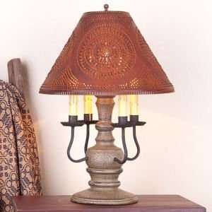  Cedar Creek Lamp in Txtrd Pewter w/Chisel Shade Rustic Tin 