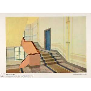  1932 Art Deco Stairs Wallpaper Wall Stairway Rug Print 