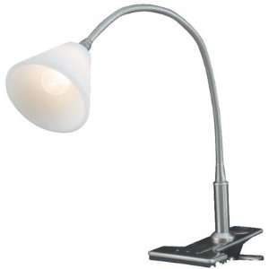 Eye Clip on Desk Lamp Gooseneck Clip On Polished Satin Trumpet Frosted 