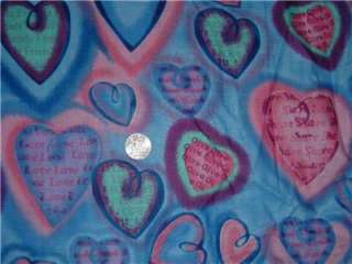 BREAST CANCER VALENTINE HEARTS 100% cotton QUILT fabric  