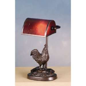  11H Rooster Mica Bankers Lamp