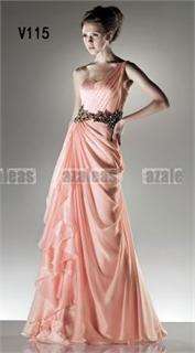 Pink Sheath Chiffon One Shoulder Custom Evening Dress/Wedding Dress 