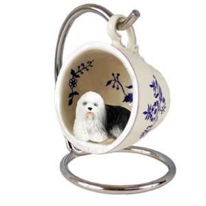    Old English Sheepdog Blue Tea Cup Dog Ornament