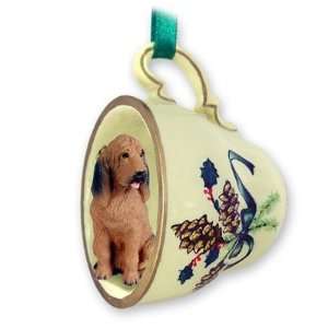    Bloodhound Green Holiday Tea Cup Dog Ornament