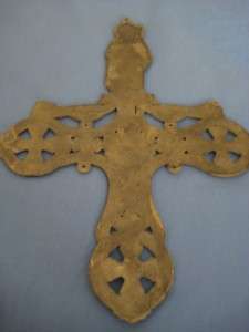 Antique Bronze Enamel Greek Cross, Hand made, Religious Art  