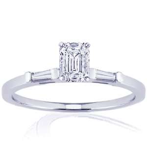   Ct Emerald Cut Diamond Engagement Ring Bar Setting CUTVERY GOOD IGI