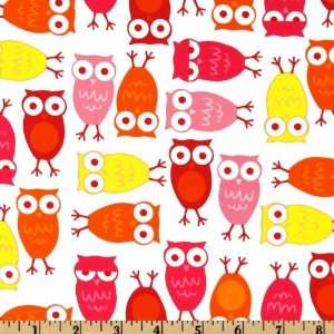  44 Wide Urban Zoologie Owls White/Pink Fabric By The 