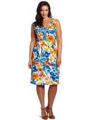 Jones New York Womens Plus Size Printed Floral Knit Dress