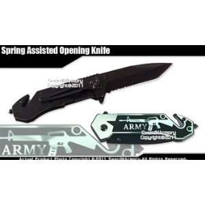   Assisted Opening Tanto Rescue Knife Army M16 Rifle