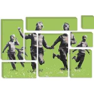  Riot Police in the Field, Peace by Banksy Canvas Painting 