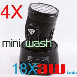 4X LED RGB Mini Wash Moving Head Light 12CH 18x3W 54W  