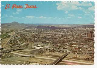 EL PASO TX International Bridge Vtg Aerial Postcard  