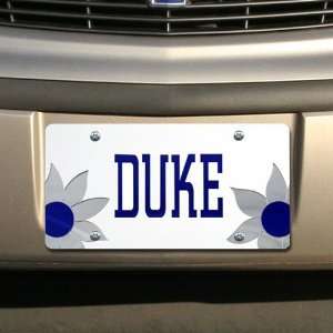  NCAA Duke Blue Devils White Mirrored Flower Power License 